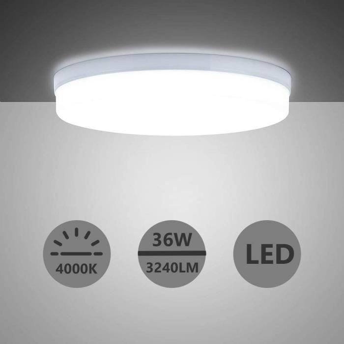 Yafido Plafonnier LED 36W Blanc Naturel 4500K 3240LM Ultra-mince Moderne Facile à installer Ø23*4cm