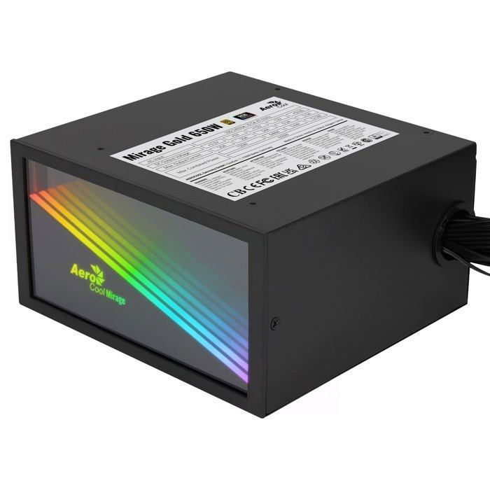 Aerocool MIRAGEGOLD650 650W - Alimentation PC 80 Plus Gold RGB Infinity Mirror condensateurs japonais