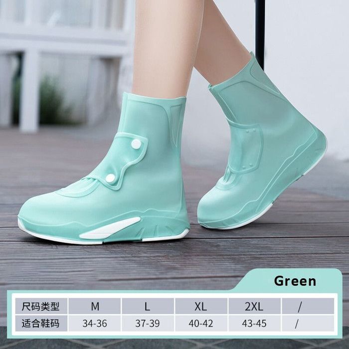 CALLYSONIC Couvre-chaussures imperméables, réutilisables, en silicone, pour l'extérieur, bottes de pluie en latex, résistantes à l'usure, conviennent pour les pointures 41 à 47 homme, femme (L), Noir