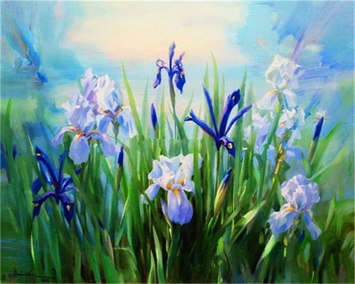THISIT kit per dipingere con i numeri,Lago,alberi,tramonto-40 * 50 cm senza cornice