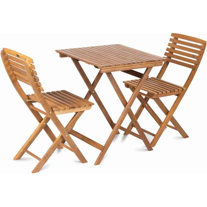Ensemble de balcons - Fieldmann - FDZN 4010-T - 2 chaises et 1 table - Bois dacacia - Pliable