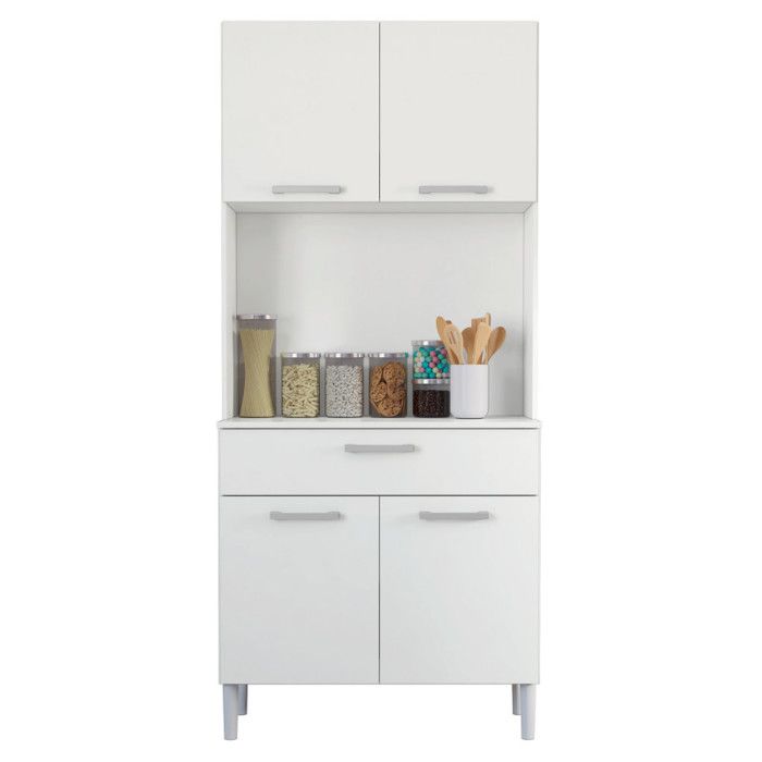 Buffet de Cuisine 4 Portes 1 Tiroir Blanc 3 Niches L 80 H 180 P 36.3 cm - L 80 x l 36.3 x H 180 cm Buffet de Cuisine 4 Portes 1 Tiroir Blanc 3 Niches L 80 H 180 P 36.3 cm - L 80 x l 36.3 x H 180 cm