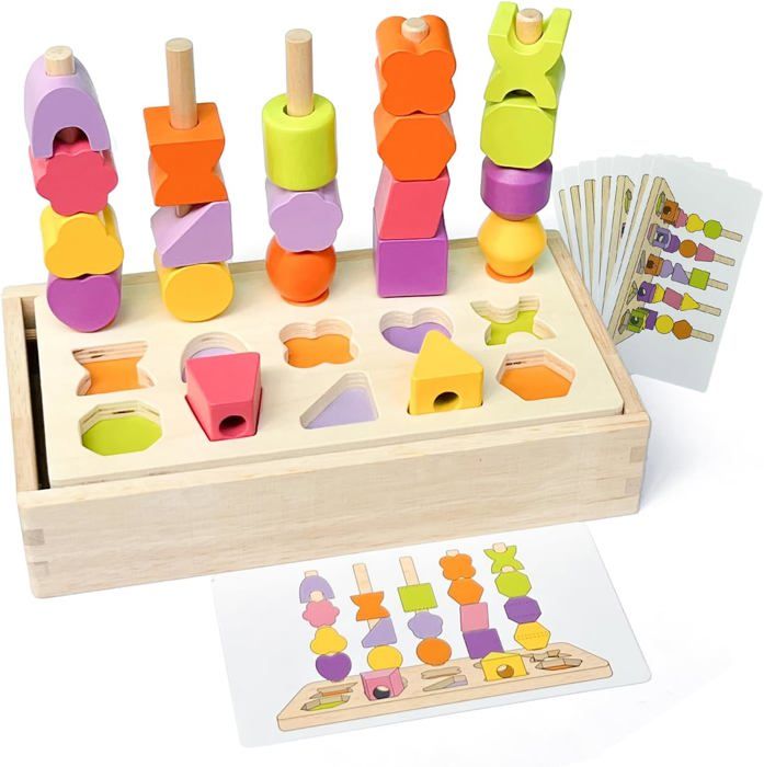 Jeux Montessori 2 3 4 Ans Jouet Enfant 2 En 1 Pedagogique Empilable Jouet Y Assortis Aux Formes Jouets Educatif Jouet En Bois D Ac Cdiscount Jeux Jouets