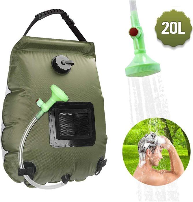 Douche Solaire Extérieure MFH - Pour Piscine, Camping Ou Jardin, Modèle 376030, Couleur Noire