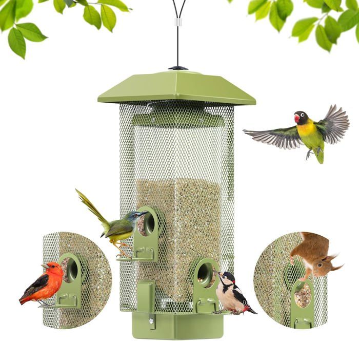 Comparer les prix de Mangeoire Pour Oiseaux En Métal À Suspendre Pour L'Extérieur-Étanche-Capacité De 2 Kg