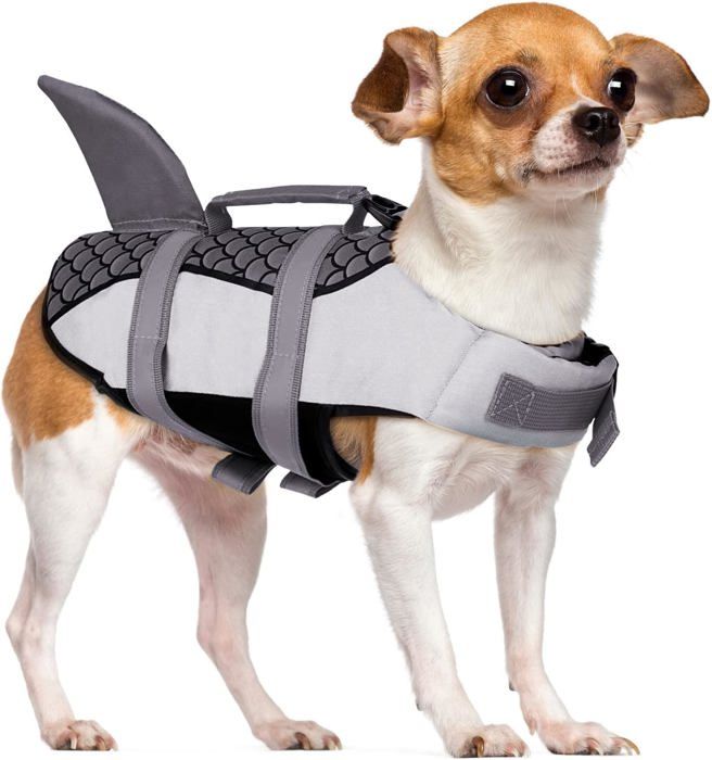 Meilleurs prix pour Gilet de Sauvetage pour Chien Requin, Gilet de Flottation avec Poignée et Réfléchissant pour Petit Grand Chien, Gris, S