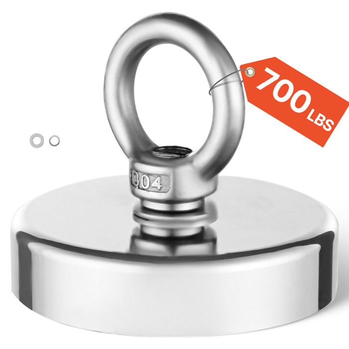 Relota Aimant De Pêche Super Puissant 65 Kg - Diamètre 48mm, Crochet Magnétique Pour Récupération Rivière