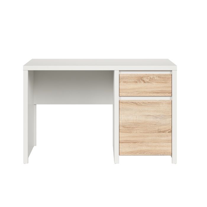 Bureau 1 porte 1 tiroir Petits-meubles - Soren - 120 x 65 x 77cm - Bois et Blanc Bureau 1 porte 1 tiroir Petits-meubles - Soren - 120 x 65 x 77cm - Bois et Blanc