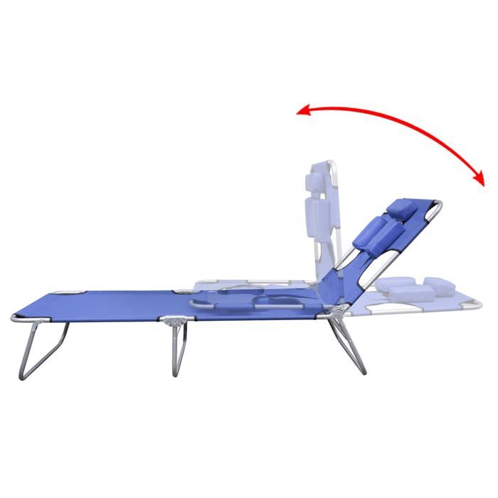 Bon plan Transat extérieur - JILI HOT - Chaise longue avec coussin de tête Acier enduit de poudre Bleu - pour camping/jardin