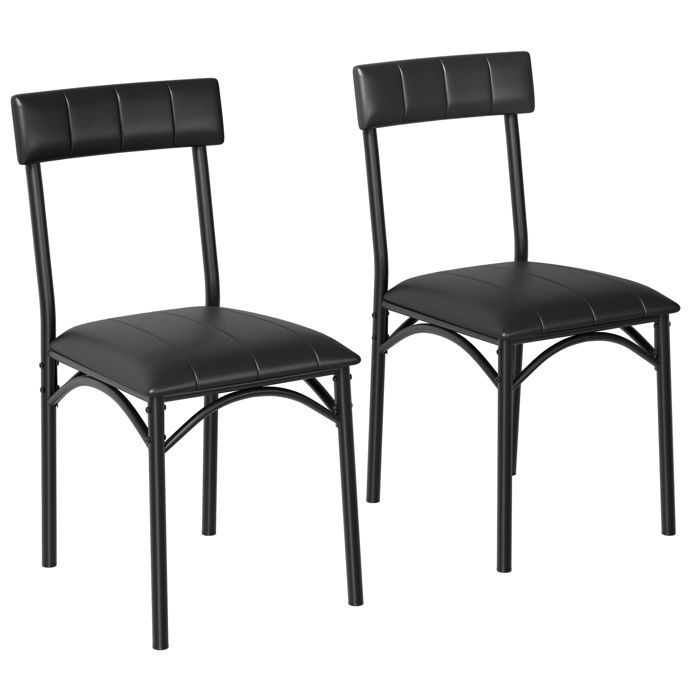 Lot De 2 Chaises De Salle À Manger Rembourrées Avec Dossier Chaises De Cuisine En Cuir PU