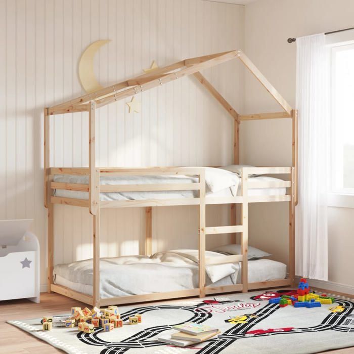 Lit superposé - VIDAXL - SOLOMON - 90x190 cm - Pin massif - Beige