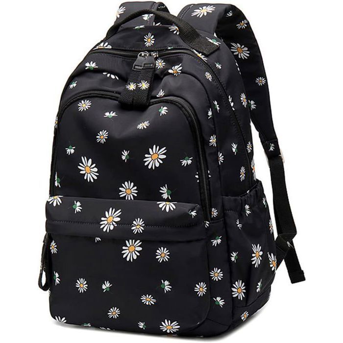 Sac à dos imprimé marguerites pour filles cartable pour collège cartable pour ados