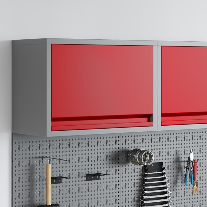 Armoire à outils murale avec porte à levage à gaz rouge 50x25x35 cm