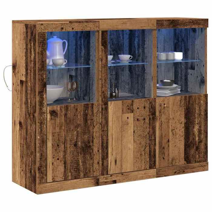 MGH - TOP Buffet de rangement - Cabinet/Commode Bois - 3 pcs - Bois ancien 123x37x100 cm - Bois dingénierie LV785