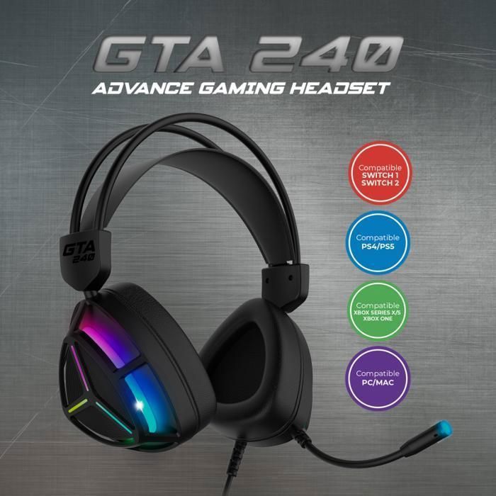 Casque Audio Gamer Advance GTA 240 – RGB, Stéréo, Multiplateforme - vue 5