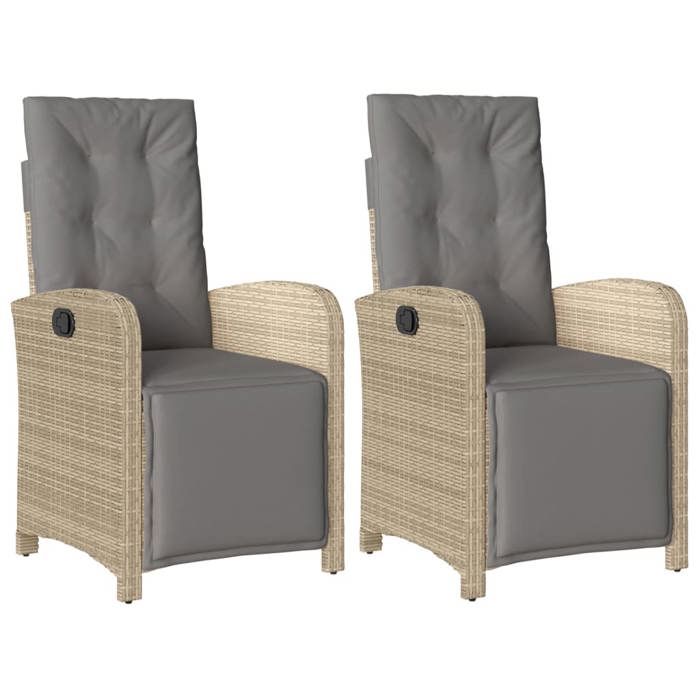 RebaisChaises inclinables de jardin - Siège avec Accoudoirs 1 place - lot de 2 avec repose-pied rotin CL366594