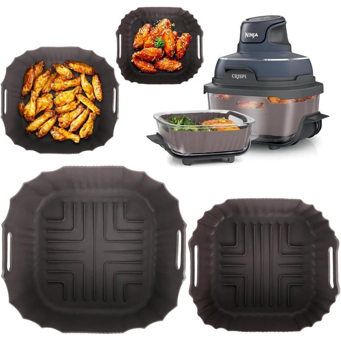 Kit Accessoires Silicone Pour Friteuse Ninja Crispi - Doublure, Filet Anti-éclaboussures, Tapis (3 Pièces)