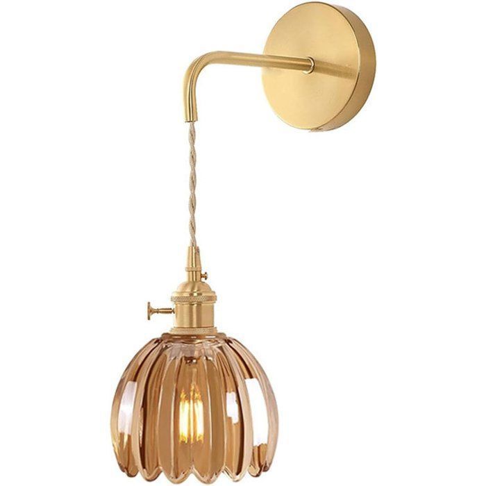 STOEX Rétro Applique Murale en Verre Fleur Vintage E27 Lampe Murale Abat-jour Art Déco Luminaire pour Chambre Salon Ambre