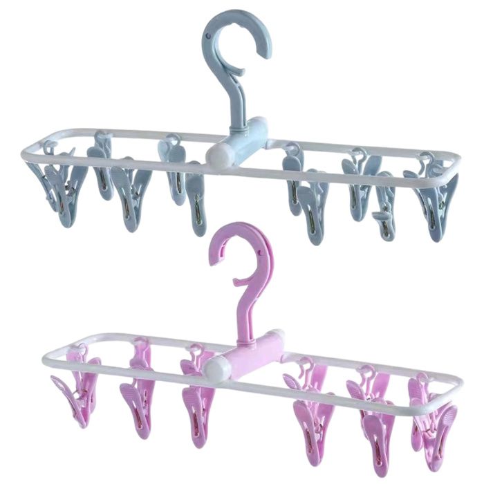 2 cintres pliables portables chaussettes - Vêtements linge 12 clips