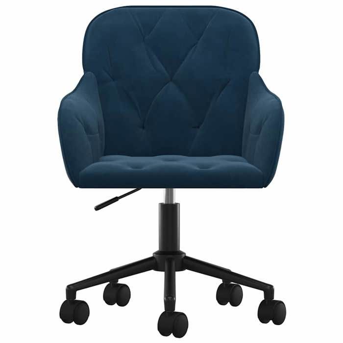 Chaise pivotante de bureau en velours - CLARENCE - Bleu - 56x61x(78-86) cm - Pivotement à 360 degrés - Hauteur réglable