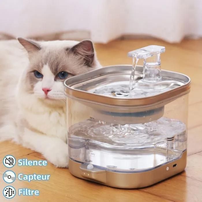 Kotezu Fontaine à Eau pour Chat sans Fil 5000mA Batterie Rechargeable Détecteur de Mouvement Ultra-Silencieux 2L FONTAINE A EAU