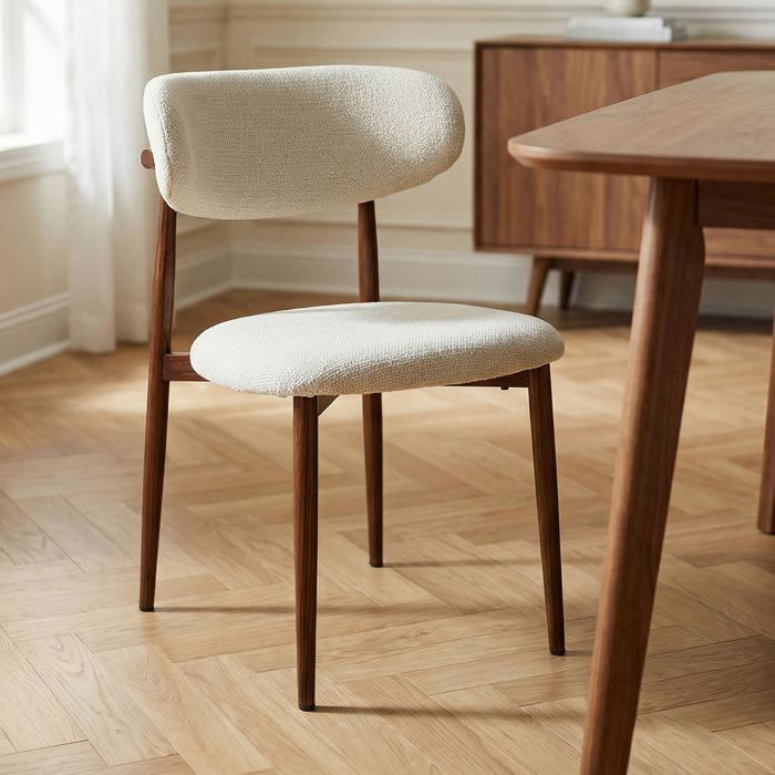 Lot de 2 Chaises ACOSTA en Tissu Blanc Chaise de Salle à Manger et Cuisine au Look Moderne Assise Rembourrée Lot de 2 Chaises ACOSTA en Tissu Blanc Chaise de Salle à Manger et Cuisine au Look Moderne Assise Rembourrée