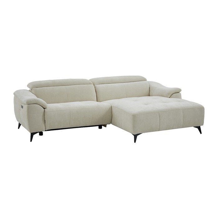 Canapé dangle droit relax électrique en tissu texturé blanc cassé CLIMOTA
