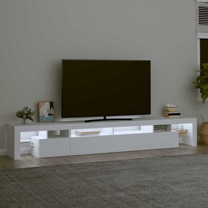 Meuble TV tendance et pratique - Table TV SALON - avec lumières LED - Blanc 260x365x40 cm 2243jf