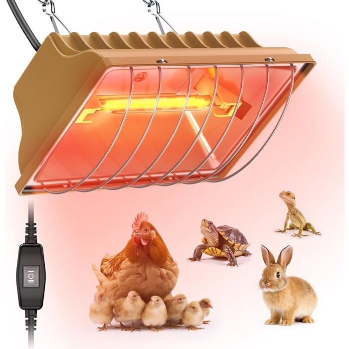 Lampe Chauffante 250W pour Poulailler et Élevage - Pour Poussins et Chiots - Éclairage Thermique