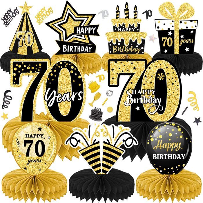 Centre de Table Anniversaire 70 Ans en Nid dAbeille - 10 Pièces pour Hommes et Femmes