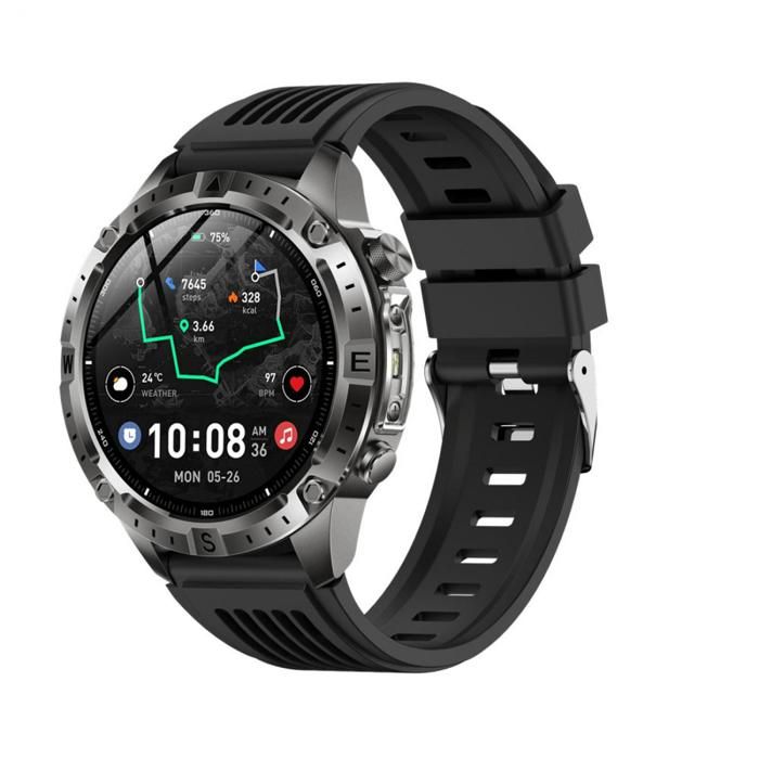 Montre connectée GPS outdoor appel Bluetooth lampe torche LED boussole multisport santé cardiaque écran AMOLED étanche 30m
