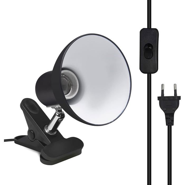 Lampe à Pince E27 avec prise Européenne et Interrupteur Rotation de 270 Degrés Support Douille Vis Edison Support de Lampe MIROIR