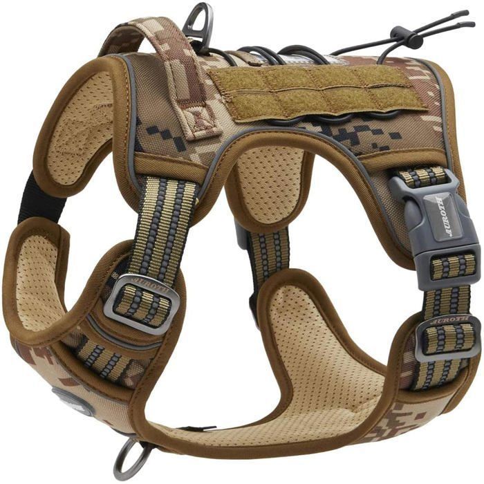 Harnais Anti Traction Tactique Respirant Réglable pour Moyen Grand Chien Gilet Durable Réfléchissant Matériel Militaire Taille XL