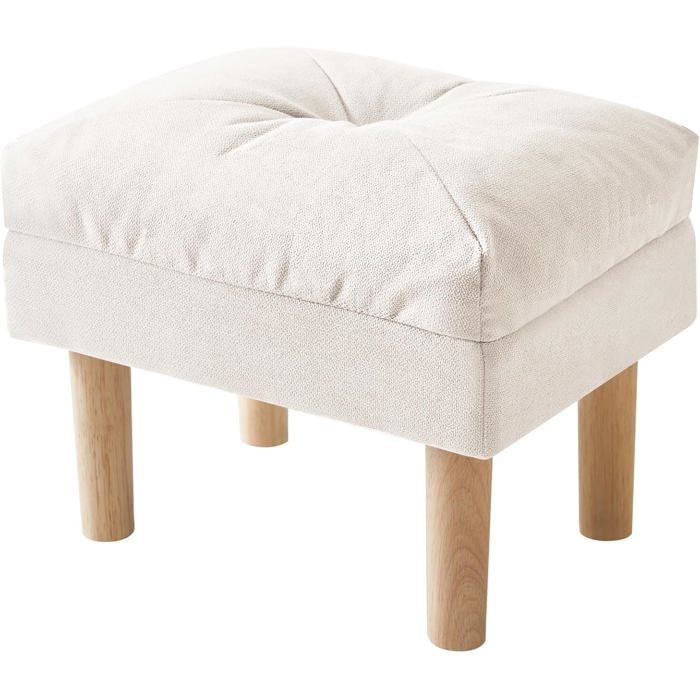 Petit repose-pieds ottoman - assise rembourrée éponge haute densité pieds en bois 40 x 29 x 32 cm - beige chambre salon entrée