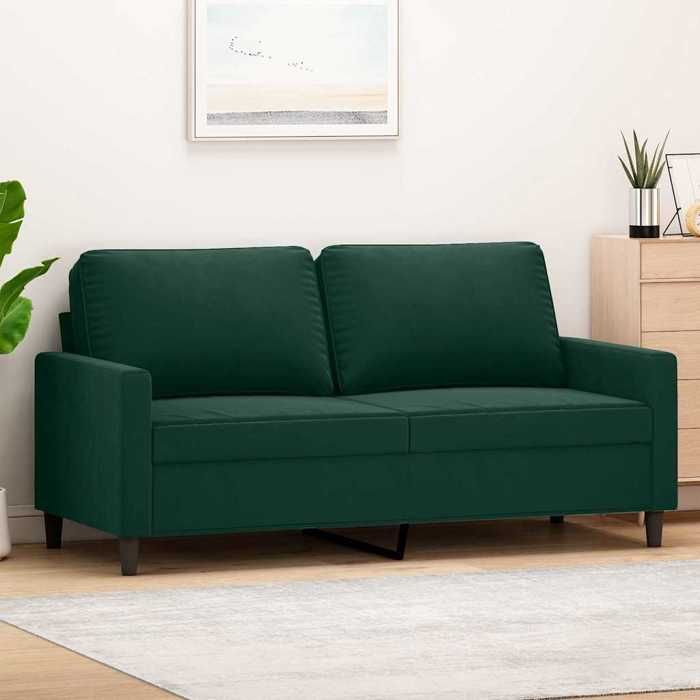 Canapé à 2 places - vidaXL - (1 pc) - charge (par siège) : 110 kg - Sofa intérieure - velours - vert foncé - 140 cm@nxy85h