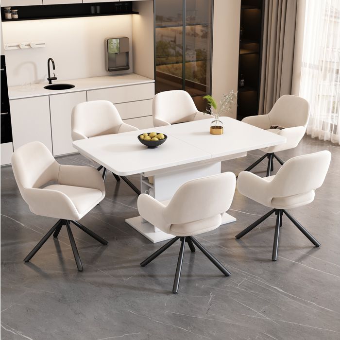 Ensemble Table A Manger Extensible Beige Set Repas Avec Rangement FloraGrace Pour Salle A Manger Facile A Monter 4 Chaises