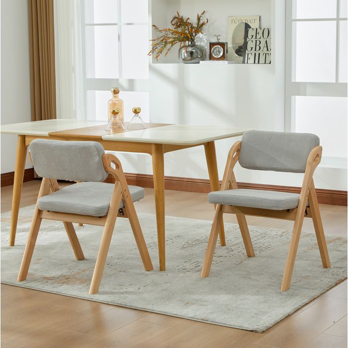 Chaise pliante empilable lot de 2 avec assise rembourrée déhoussable dossier renforcé bois gris - UVRION
