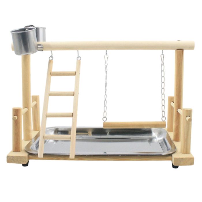 1 Support en bois massif étagère dentraînement jouets pour oiseaux aire de jeux interactive perchoir pour perroquets .