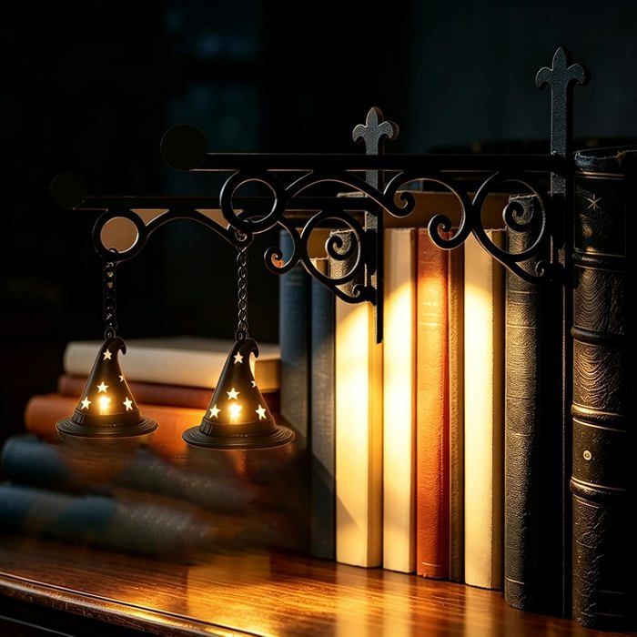 Lanterne de bibliothèque - Mini lampe détagère et serre-livre LED en fonte pour coin lecture (Blanc chaud 2 pièces)