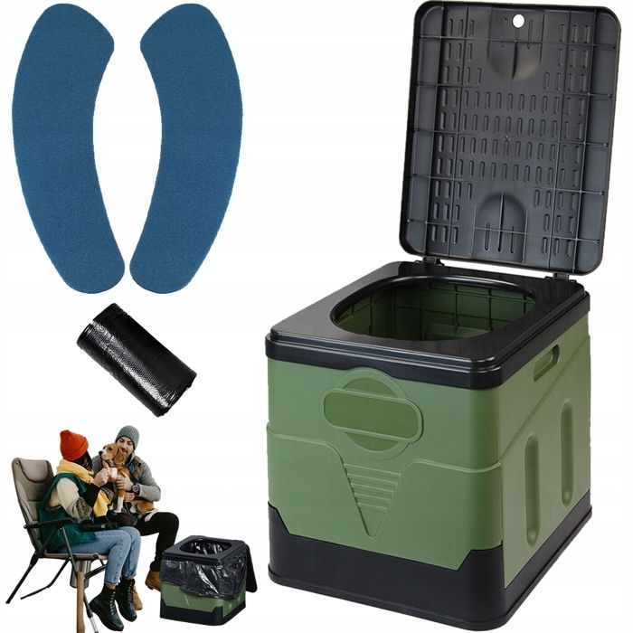 Toilettes portables-Toilettes pliantes-150 kg-PP écologique-Multifonction-Compact-31 5 cm-Vert-Camping/Voiture