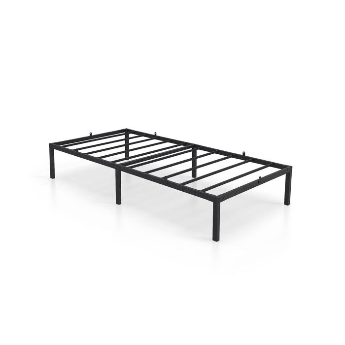 Lit pliant en métal AKORD 90x190 cm noir sommier 10 lattes 6 pieds sans matelas
