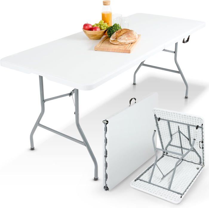 AREBOS Table Pliable de Camping Pliante Plastique Robuste Blanche Table de Jardin terrasse Buffet intérieur extérieur Blanc AREBOS Table Pliable de Camping Pliante Plastique Robuste Blanche Table de Jardin terrasse Buffet intérieur extérieur Blanc