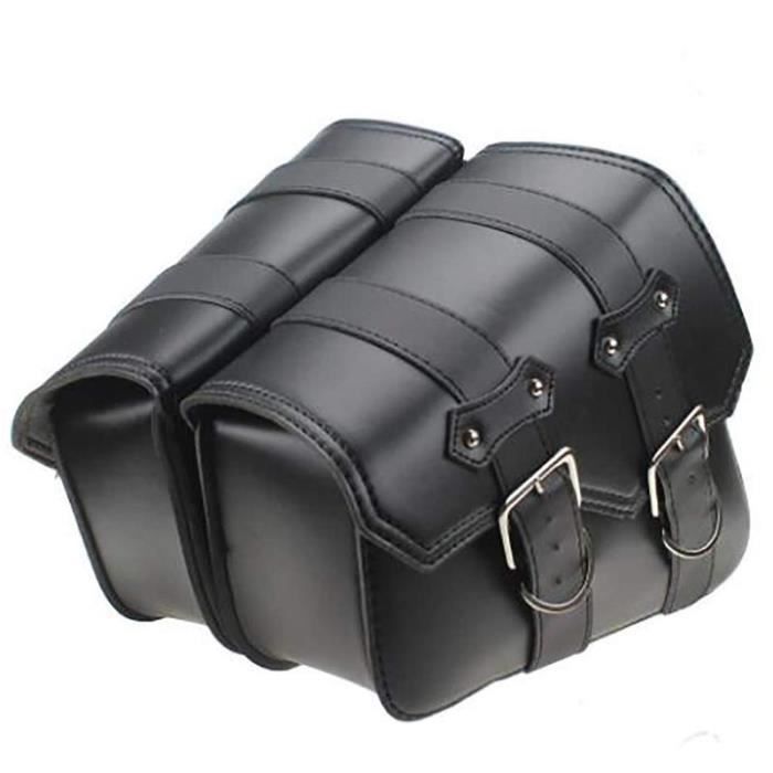 Lot de 2 sacoches de selle de moto en cuir PU pour bras pivotant