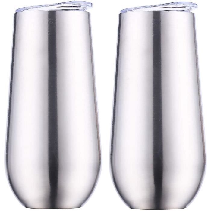 Flûte de Champagne Coupe à Champagne Lot de 2 INOX Double paroi Isolé