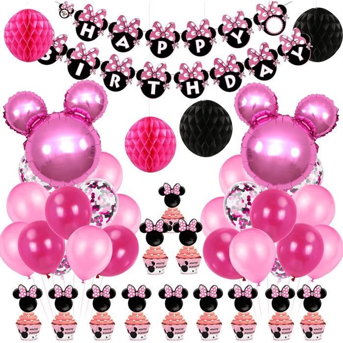 Kit de ballons Minnie pour fille de 2 ans - Décoration de fête d' anniversaire avec bannière Happy Birthday, Minnie - Accessoires pour fille  et fête prénatale : : Cuisine et Maison