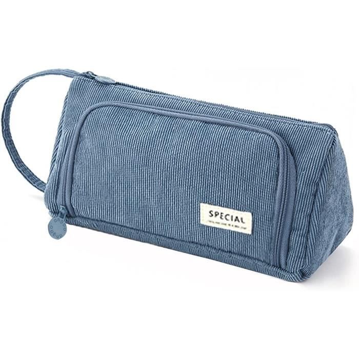 Trousse à Crayons Avec 3 Compartiments Grand Pour Bureau Papier D'écriture, Noir MAX, Sac Fourre-tout En Toile Et Plage