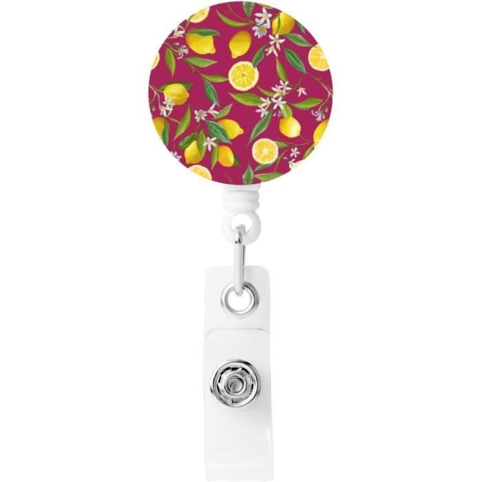 Lot De 6 Porte-badges Rétractables Avec Pince Crocodile Motif Marbre