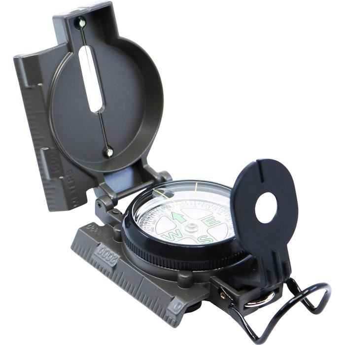 Boussole Militaire Avec Loupe Et Système De Visée - Pour Camping, Randonnée, Trekking, Scout