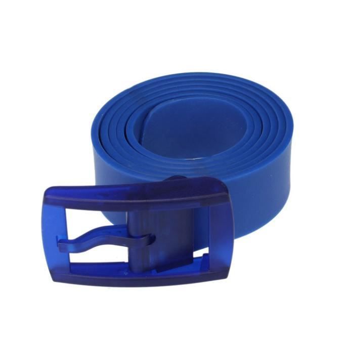Ceinture Unisexe En Silicone - MESHIKAIER - 115x3,5cm - Couleurs Bonbon - Boucle Plastique - Taille <110cm