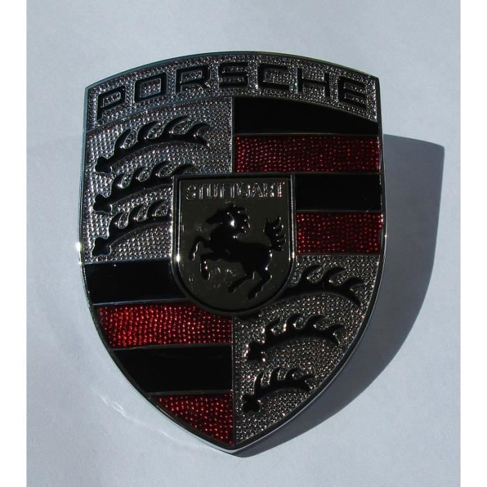 Porsche insigne capot blanc logo emblème